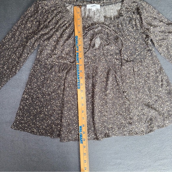Hashttag in trend long sleeves Grey Floral Women's Boho Peasant Blouse size XS - Picture 5 of 11